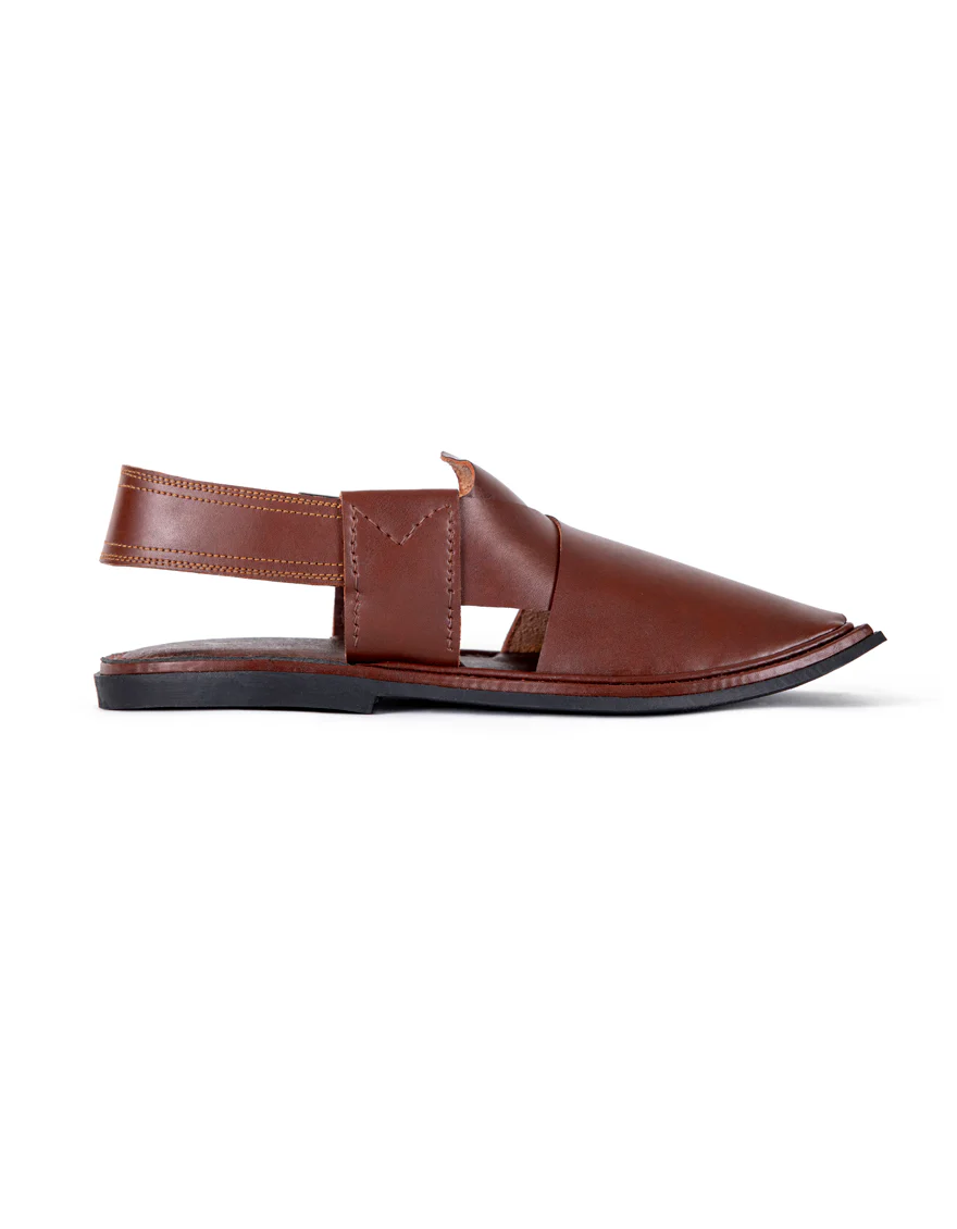 BURGUNDY LEATHER PESHAWARI SANDALS | JJFW-JPC-US-11352/S22-GK-PLN - Image 2