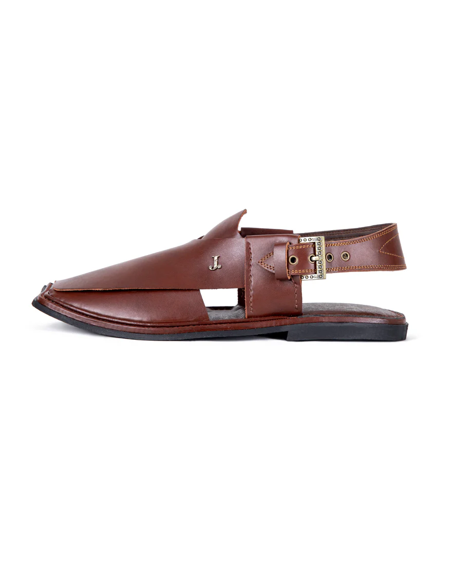 BURGUNDY LEATHER PESHAWARI SANDALS | JJFW-JPC-US-11352/S22-GK-PLN - Image 3