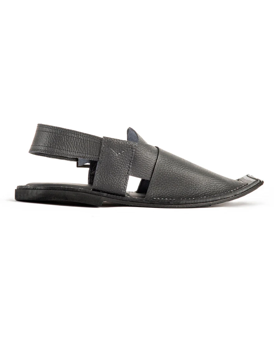 BLACK PESHAWARI SANDALS | JJFW-JPC-US-11365/S22-HS-TXT - Image 3