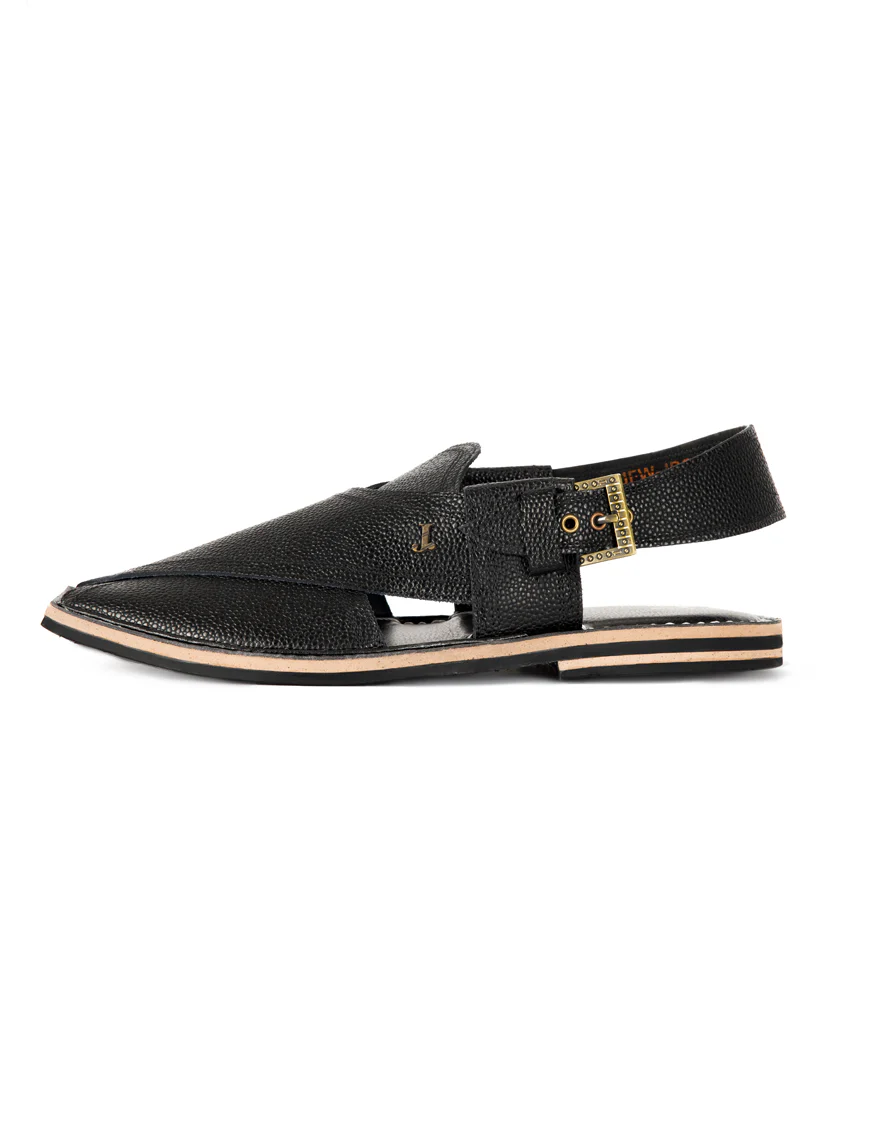 BLACK PESHAWARI SANDALS | JJFW-JPC-US-11371/S22-BL-TXT - Image 2