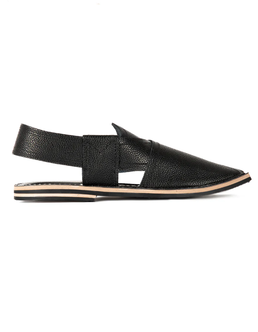 BLACK PESHAWARI SANDALS | JJFW-JPC-US-11371/S22-BL-TXT - Image 3