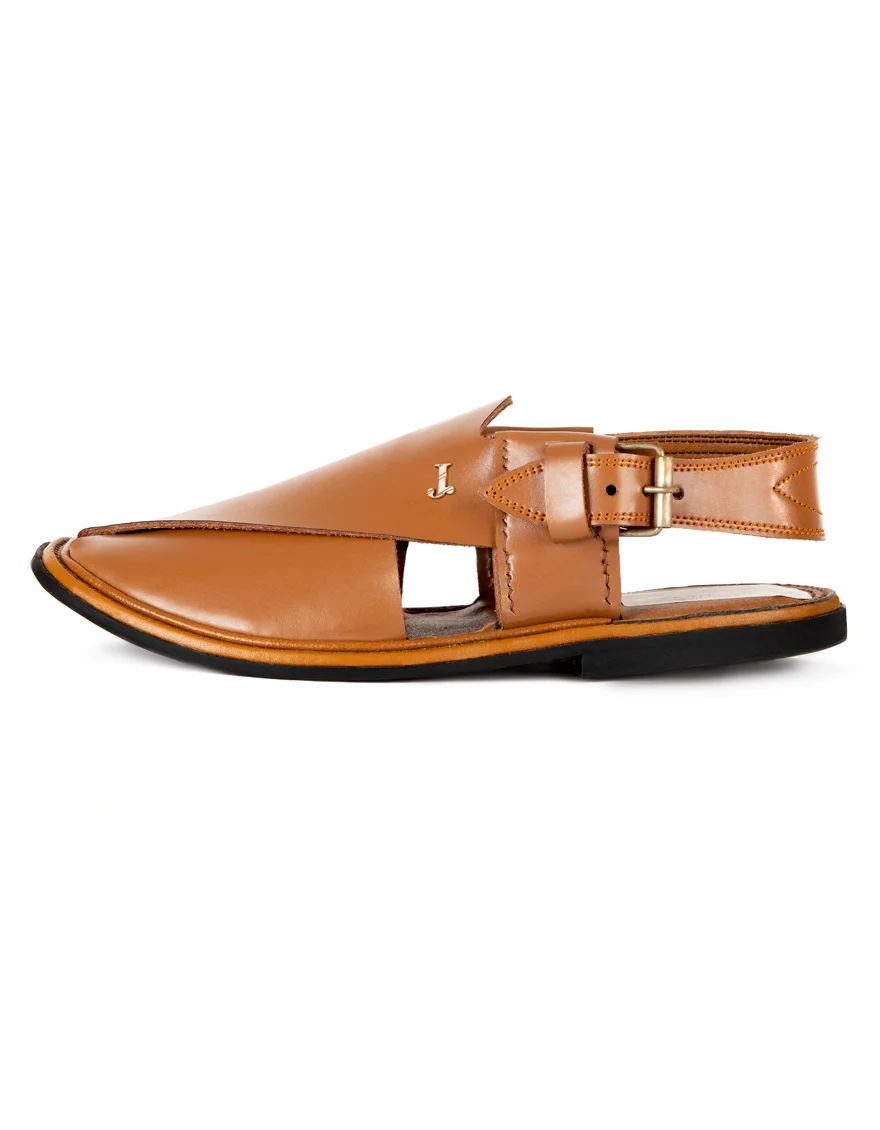CAMEL BROWN PLAIN PESHAWARI SANDALS | JJFW-JPC-US-11396/S22-GK-PLN - Image 2