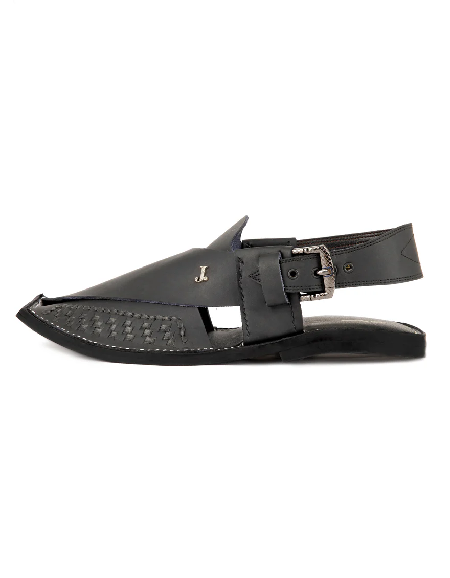 BLACK PESHAWARI SANDALS | JJFW-JPC-US-11399/S22-MQ-TXT - Image 2