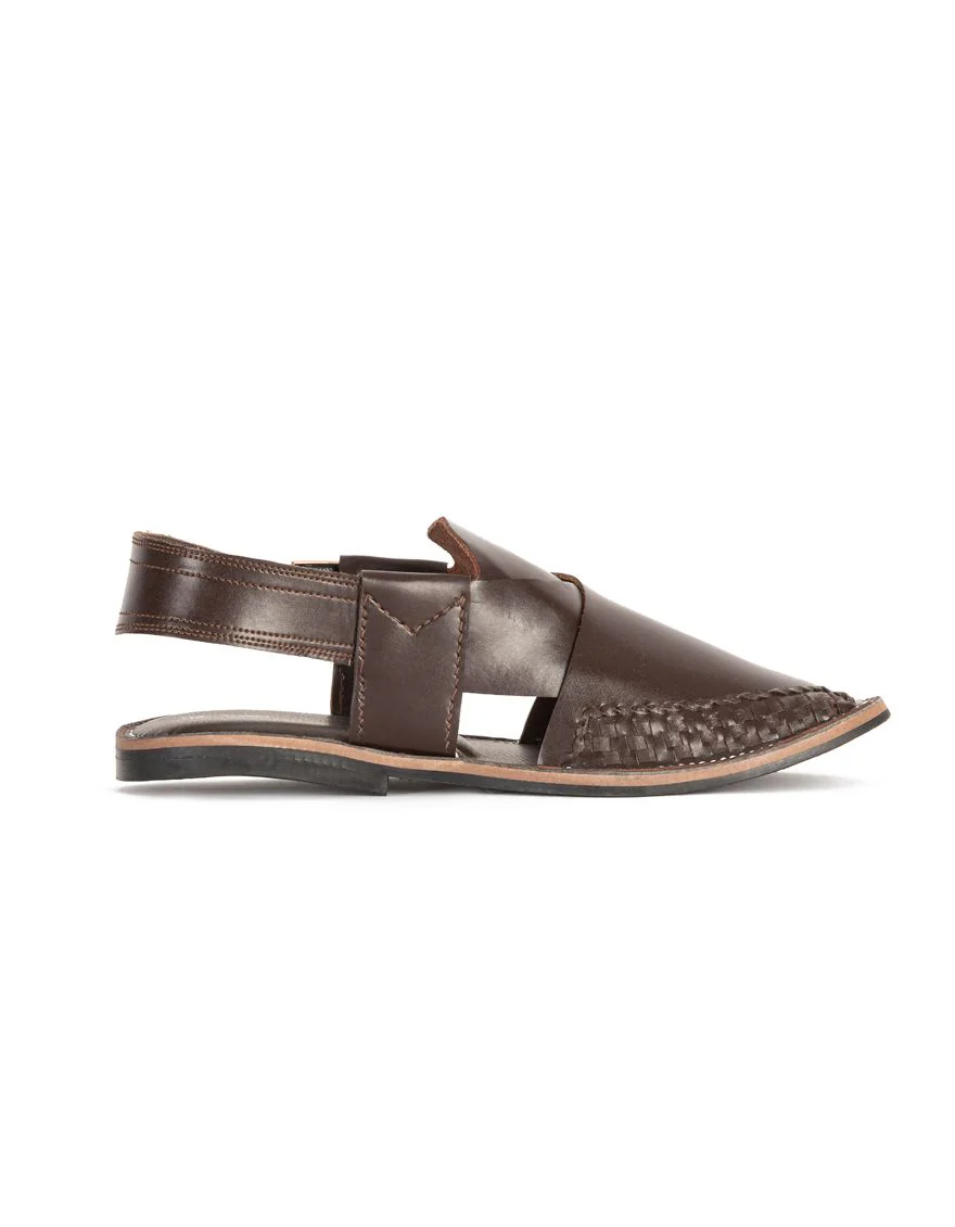 CHOCOLATE BROWN PESHAWARI SANDALS | JJFW-JPC-US-11401/S22-AB-TXT - Image 3
