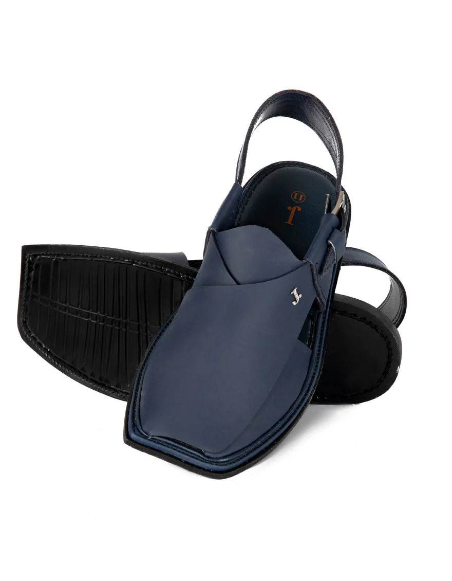 BLUE PLAIN PESHAWARI SANDALS | JJFW-JPC-US-11423/S22-AK-PLN