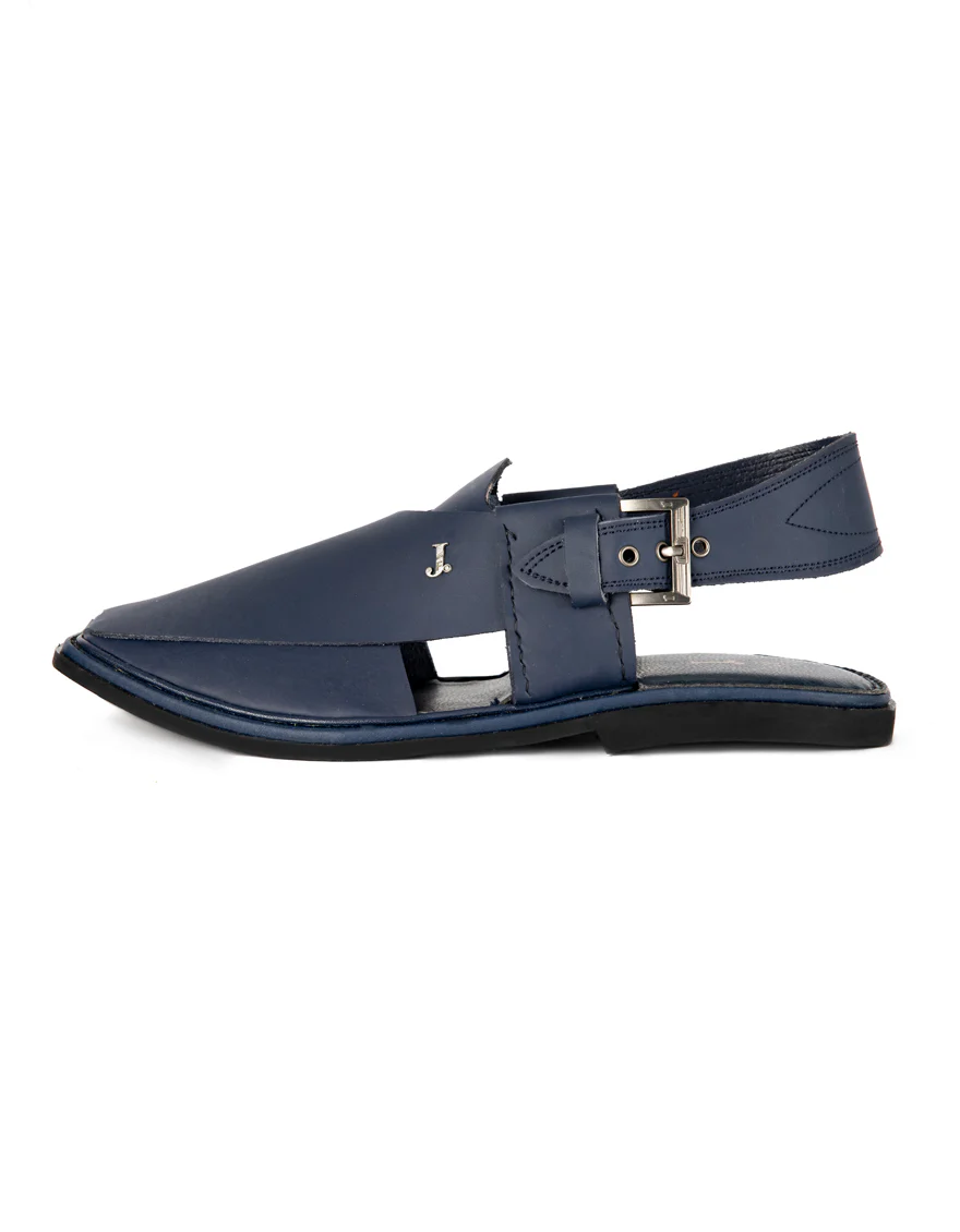 BLUE PLAIN PESHAWARI SANDALS | JJFW-JPC-US-11423/S22-AK-PLN - Image 2