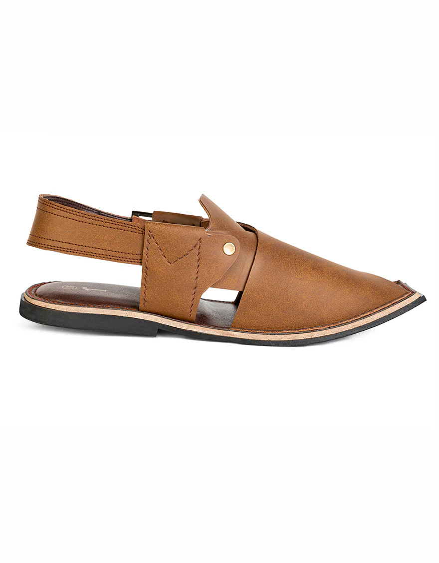BROWN PLAIN PESHAWARI SANDALS | JJFW-JPC-US-11429/S23-MJ-PLN - Image 3