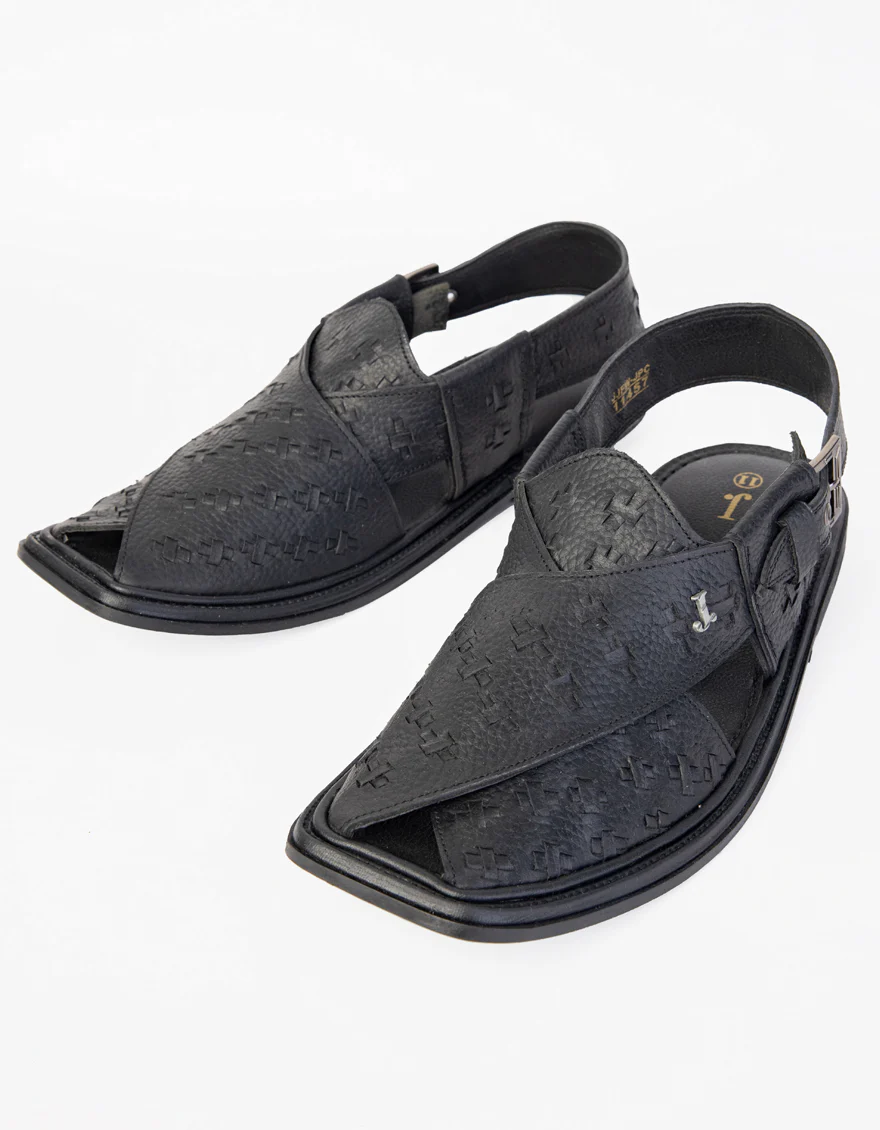 BLACK PESHAWARI SANDALS | JJFW-JPC-US-11457/S23-BL-PLN - Image 2