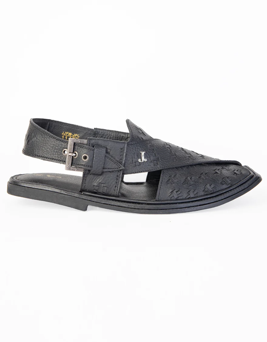 BLACK PESHAWARI SANDALS | JJFW-JPC-US-11457/S23-BL-PLN - Image 3