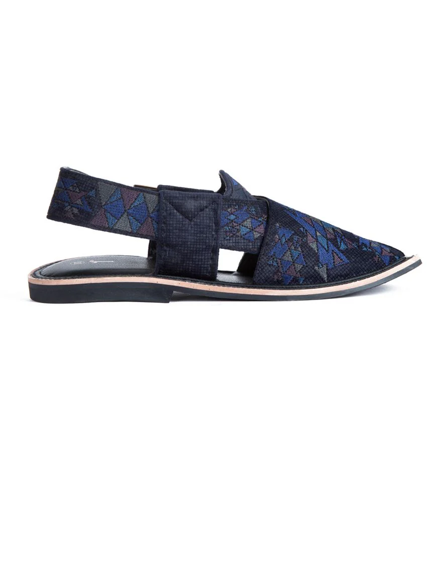 BLACK PESHAWARI SANDALS | JJFW-JPC-US-183-EMB/S21/JJ5216 - Image 3