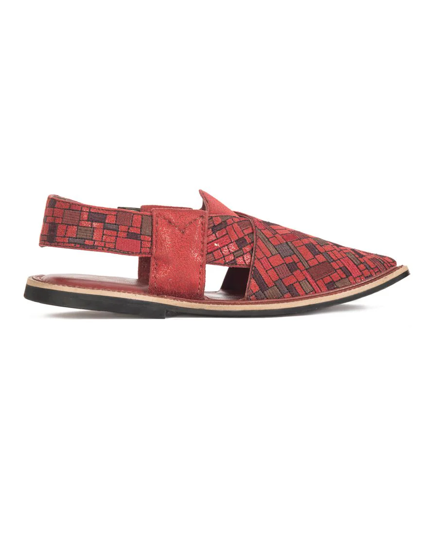 RED PESHAWARI SANDALS | JJFW-JPC-US-197-EMB/S21-GK-JJ6895 - Image 3
