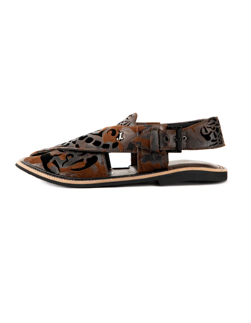 MAROON PESHAWARI SANDALS | JJFW-JPC-US-207-EMB/S22/JJ6393 - Image 2