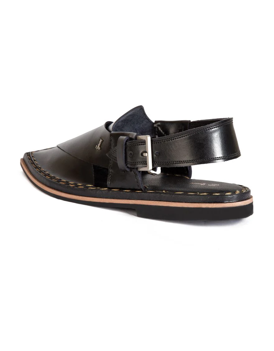 BLACK PESHAWARI SANDALS | JJFW-JPC-US-21229/S19-NI-PLN - Image 3