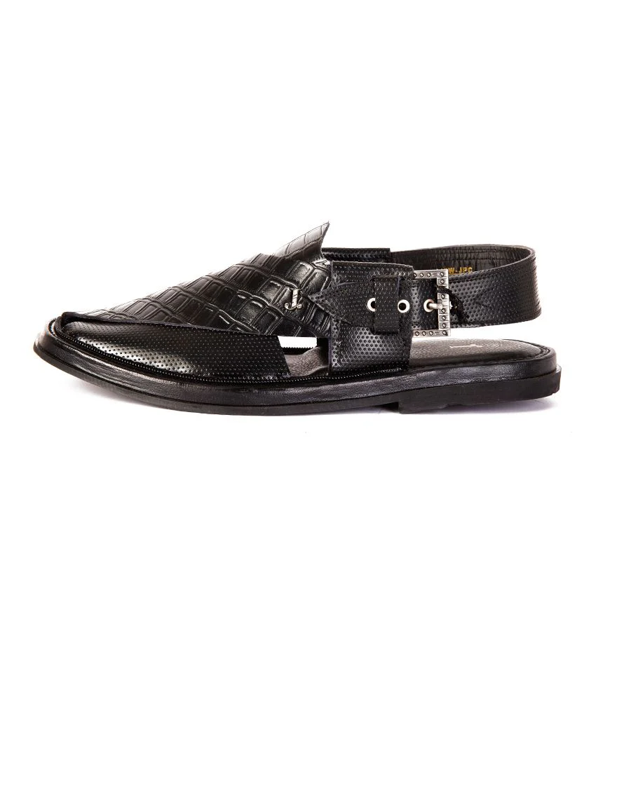BLACK PESHAWARI SANDALS | JJFW-JPC-US-21282/S21-GK-TXT - Image 2