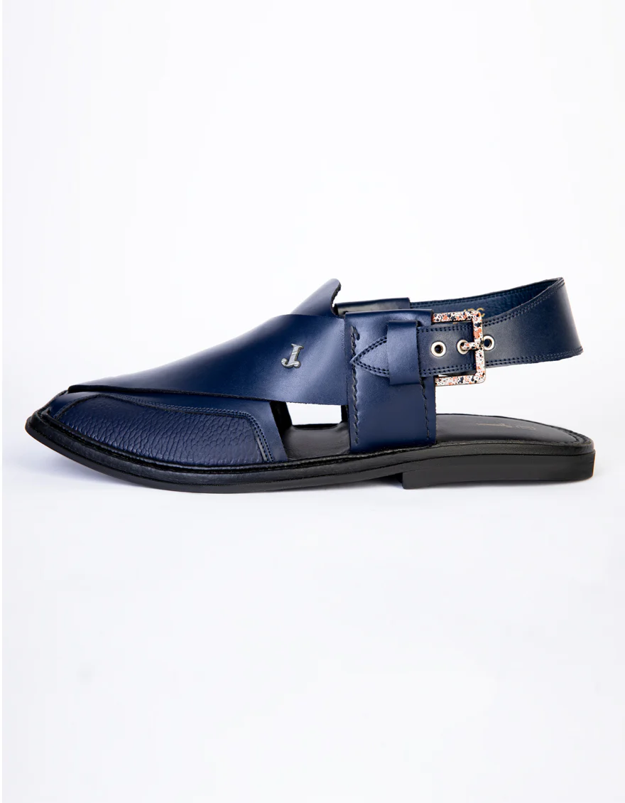 BLUE PLAIN PESHAWARI SANDALS | JJFW-JPC-US-21291/S22-AA-TXT - Image 2