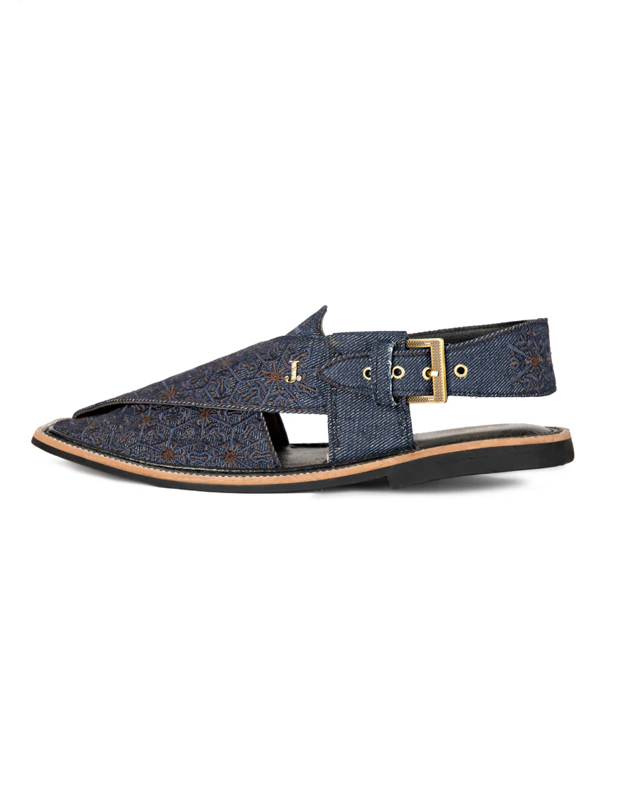 BLUE PESHAWARI SANDALS | JJFW-JPC-US-213-EMB/S22/JJ7229 - Image 2