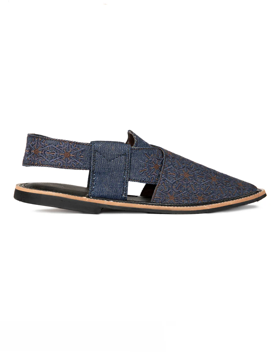 BLUE PESHAWARI SANDALS | JJFW-JPC-US-213-EMB/S22/JJ7229 - Image 3