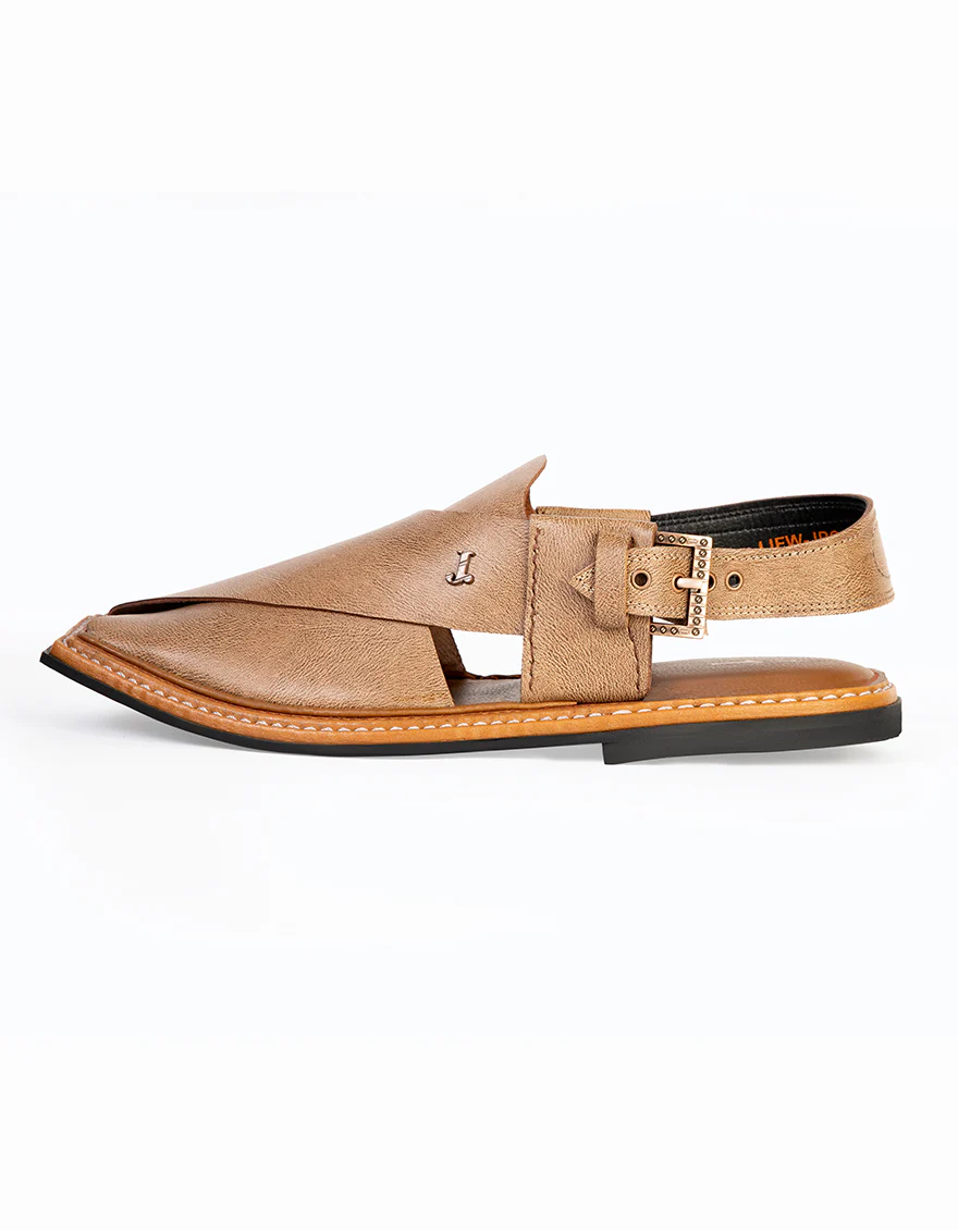 CAMEL PLAIN PESHAWARI SANDALS | JJFW-JPC-US-21339/S23-FR-PLN - Image 2