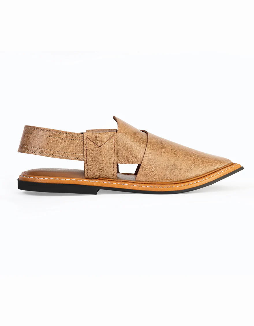 CAMEL PLAIN PESHAWARI SANDALS | JJFW-JPC-US-21339/S23-FR-PLN - Image 3