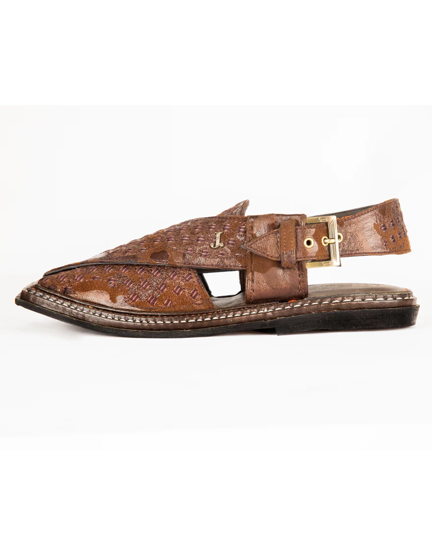 BROWN PESHAWARI SANDALS | JJFW-JPC-US-219-EMB/S22-JJ6393 - Image 2