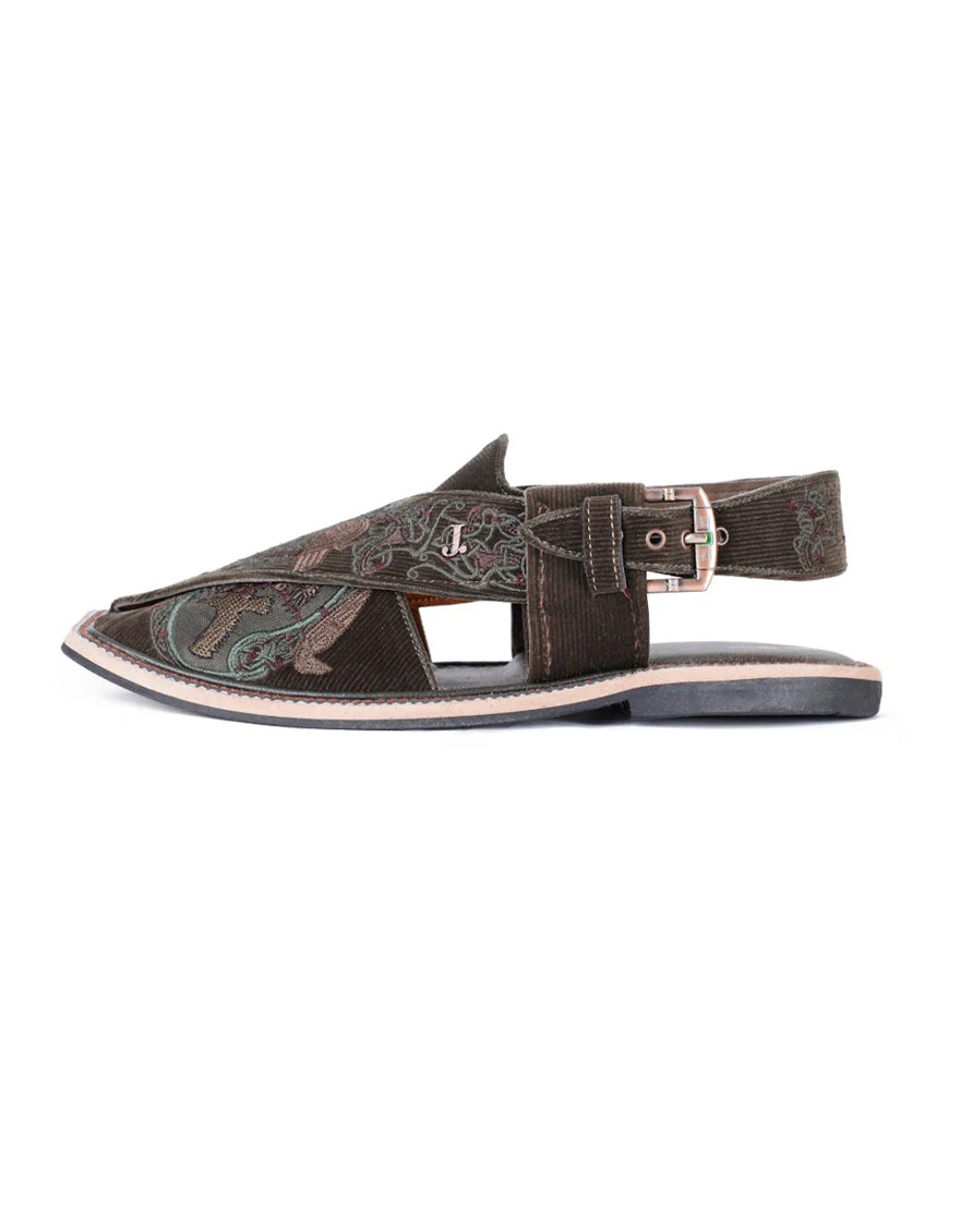 GREEN PESHAWARI SANDALS | JJFW-JPC-US-231-EMB/S22-JJ5234 - Image 2