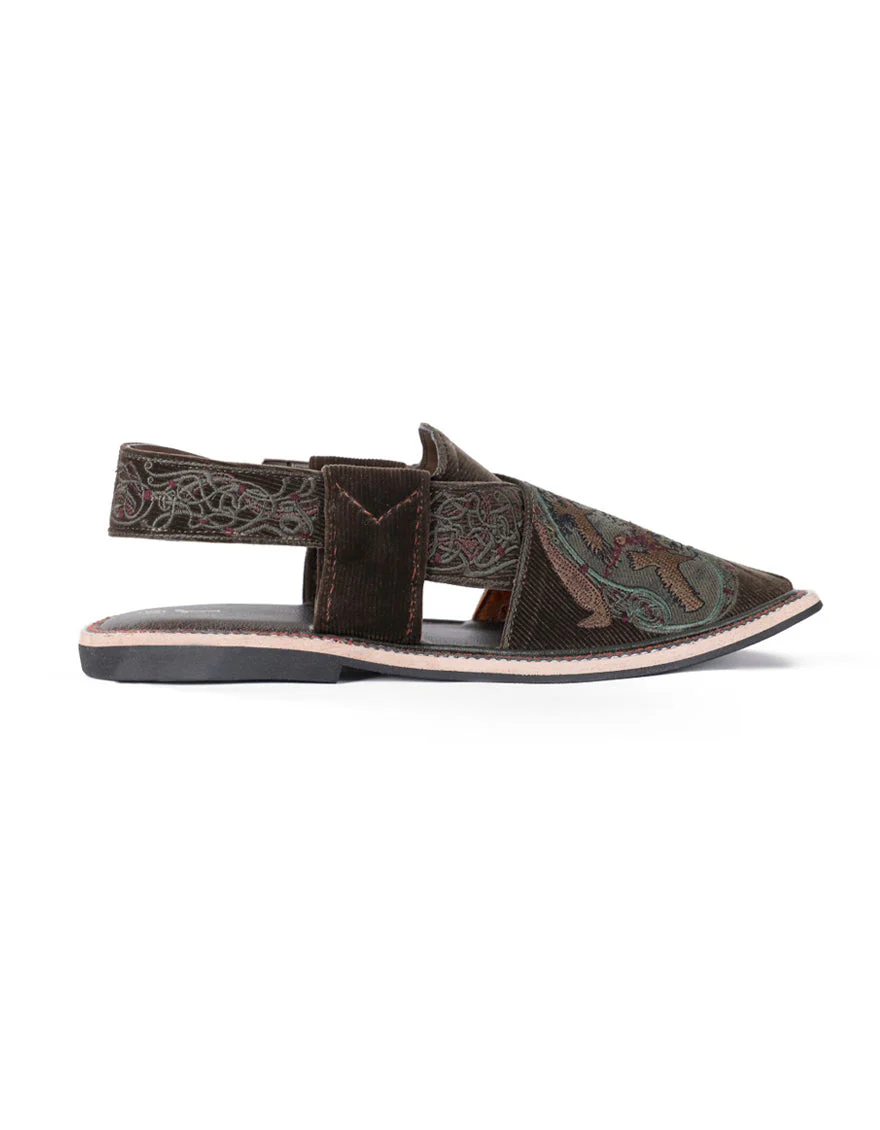 GREEN PESHAWARI SANDALS | JJFW-JPC-US-231-EMB/S22-JJ5234 - Image 3