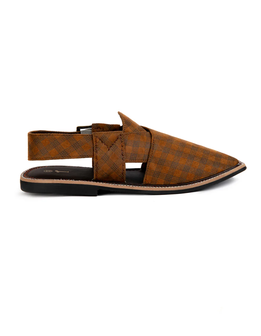 BROWN PLAIN PESHAWARI SANDALS | JJFW-JPC-US-253/S23-IK-JJ6904 - Image 3