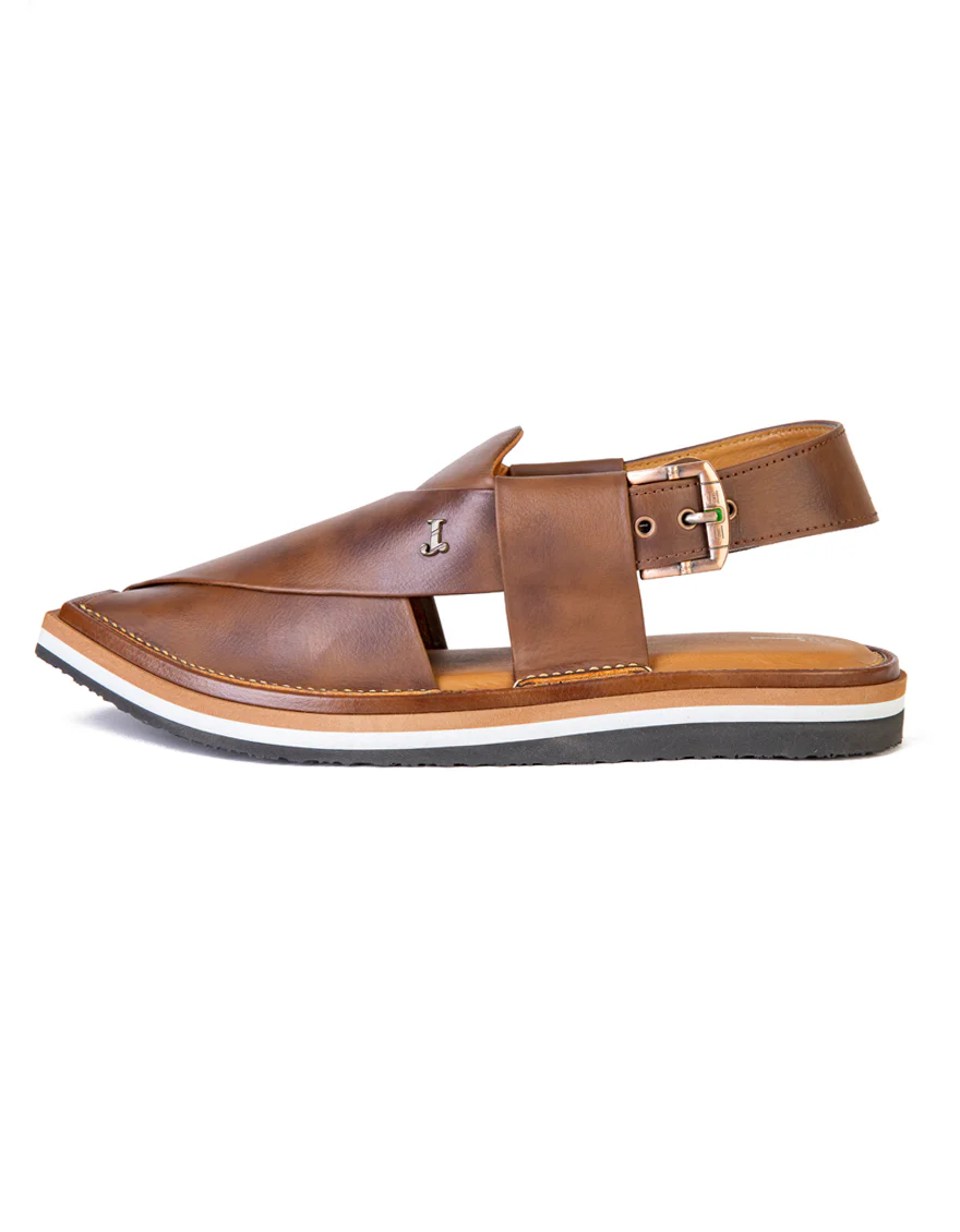 MUSTARD BROWN PLAIN PESHAWARI SANDALS | JJFW-JPC-US-9007/S23-SC-PLN - Image 2