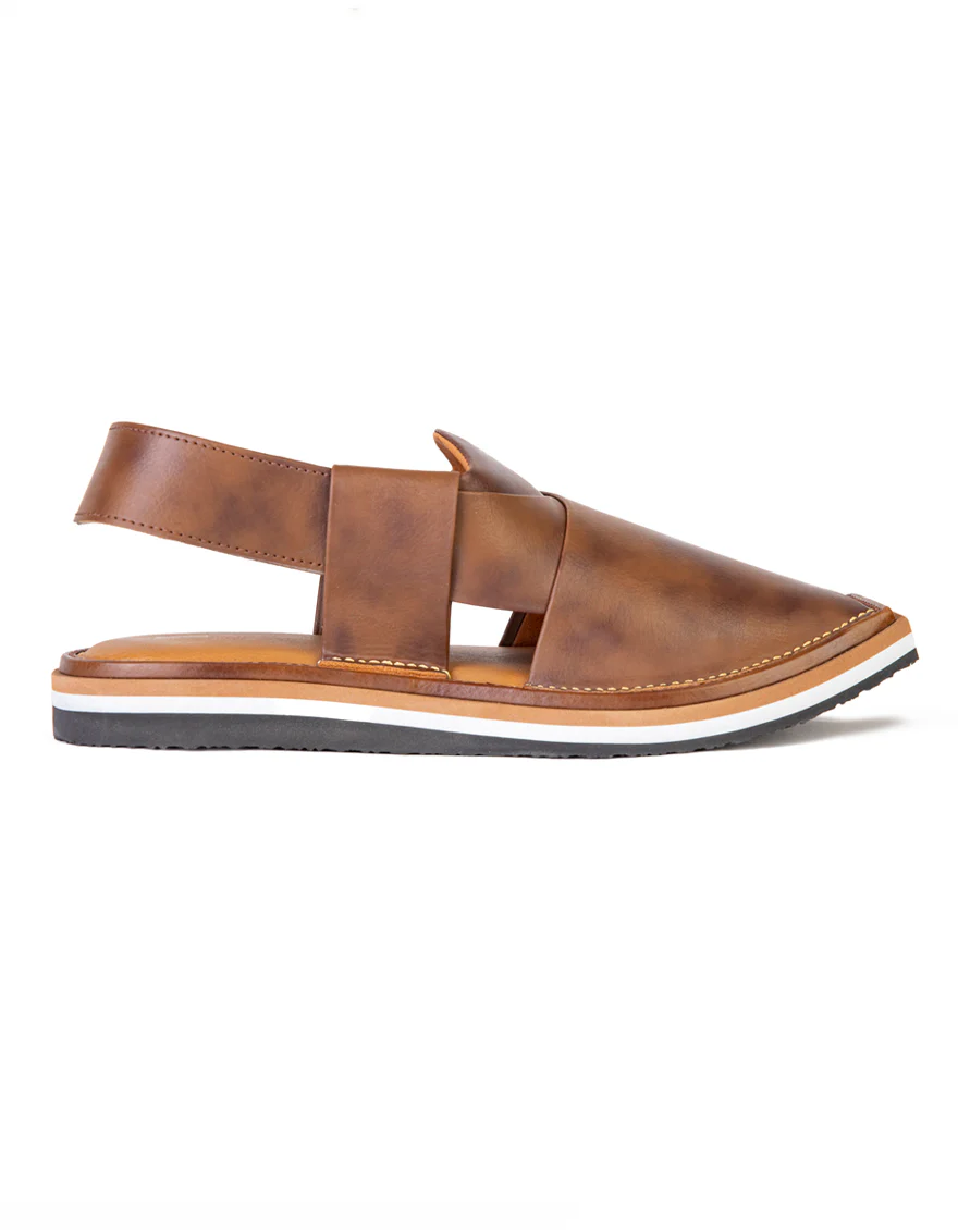 MUSTARD BROWN PLAIN PESHAWARI SANDALS | JJFW-JPC-US-9007/S23-SC-PLN - Image 3
