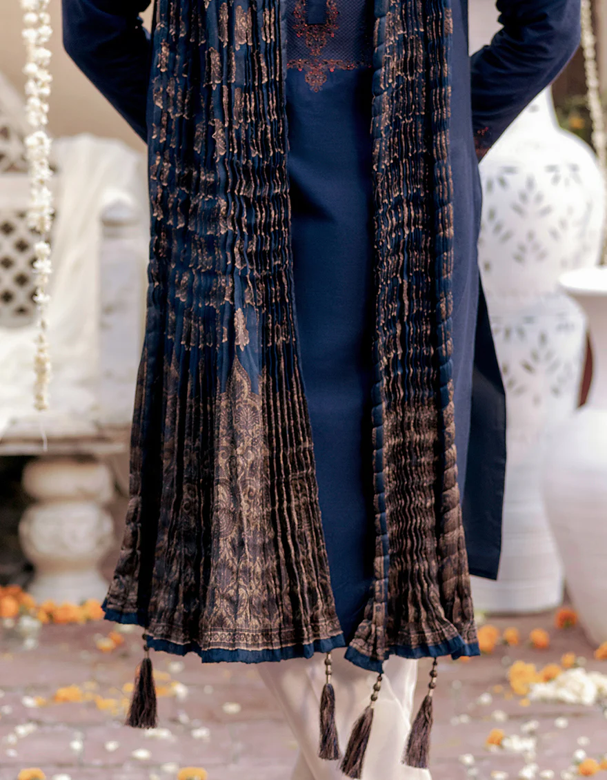 BLUE SHAWL | JJID-SHAWL-9248/S24/JJ9248/A - Image 2