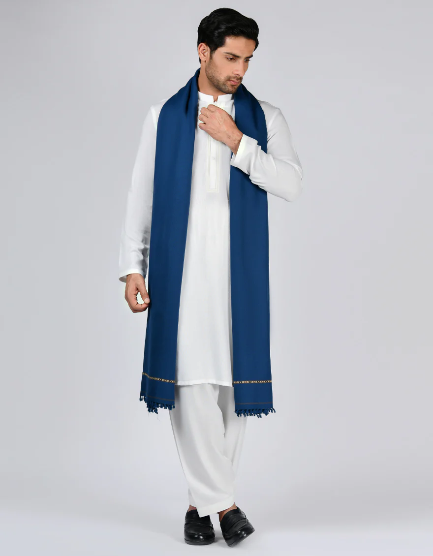 BLUE ACRYLIC SHAWL | JJID-SHAWL-9292/S23/JJ-9292E - Image 3