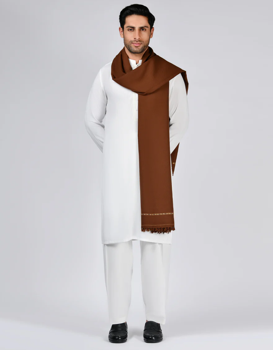 BROWN ACRYLIC SHAWL | JJID-SHAWL-9292/S23/JJ-9292G - Image 3