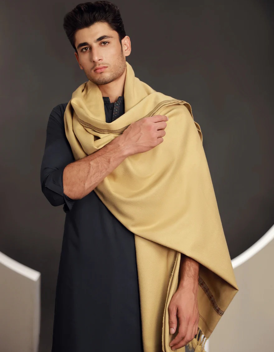 BROWN ACRYLIC SHAWL | JJID-SHAWL-9790/S24/JJ9790/B - Image 2