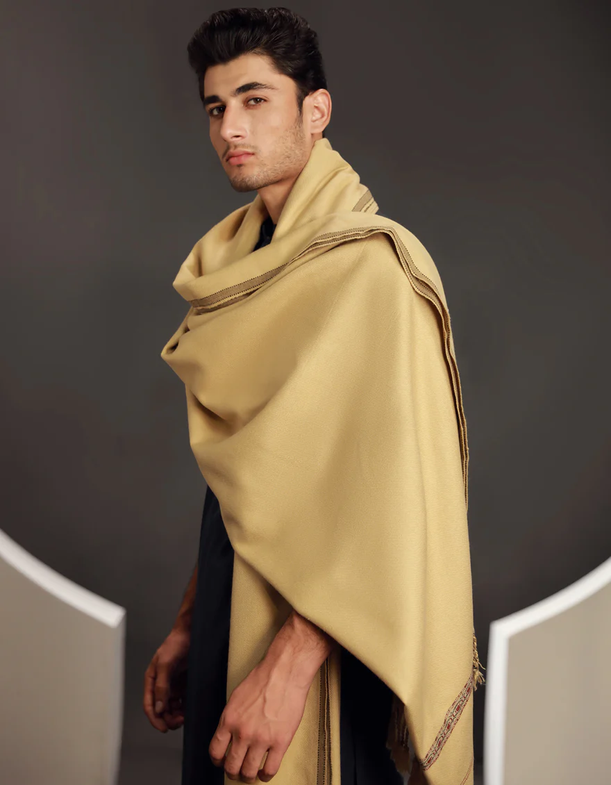 BROWN ACRYLIC SHAWL | JJID-SHAWL-9790/S24/JJ9790/B - Image 3