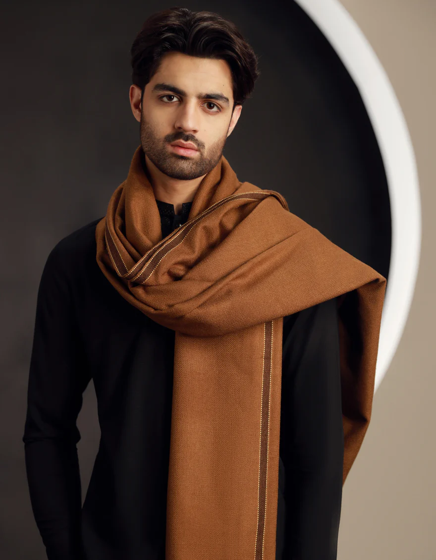 BROWN ACRYLIC SHAWL | JJID-SHAWL-9790/S24/JJ9790/D - Image 3