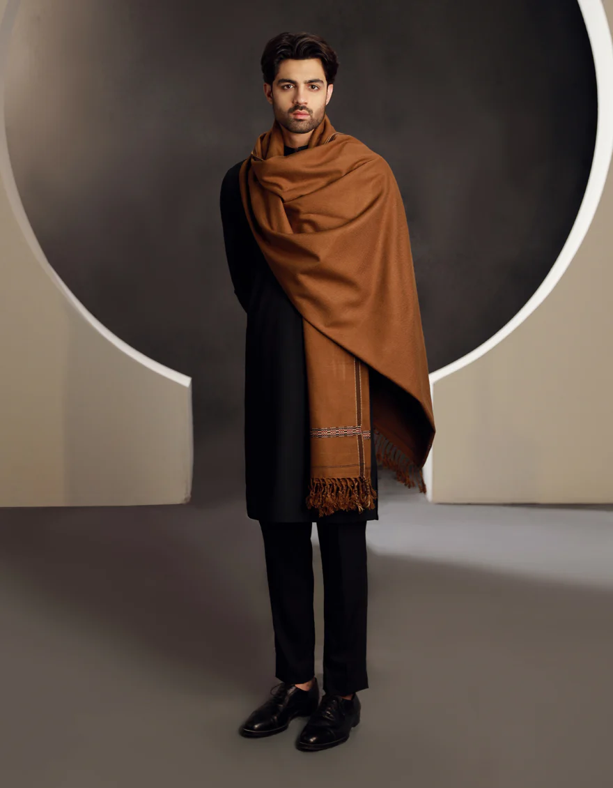 BROWN ACRYLIC SHAWL | JJID-SHAWL-9790/S24/JJ9790/D - Image 4
