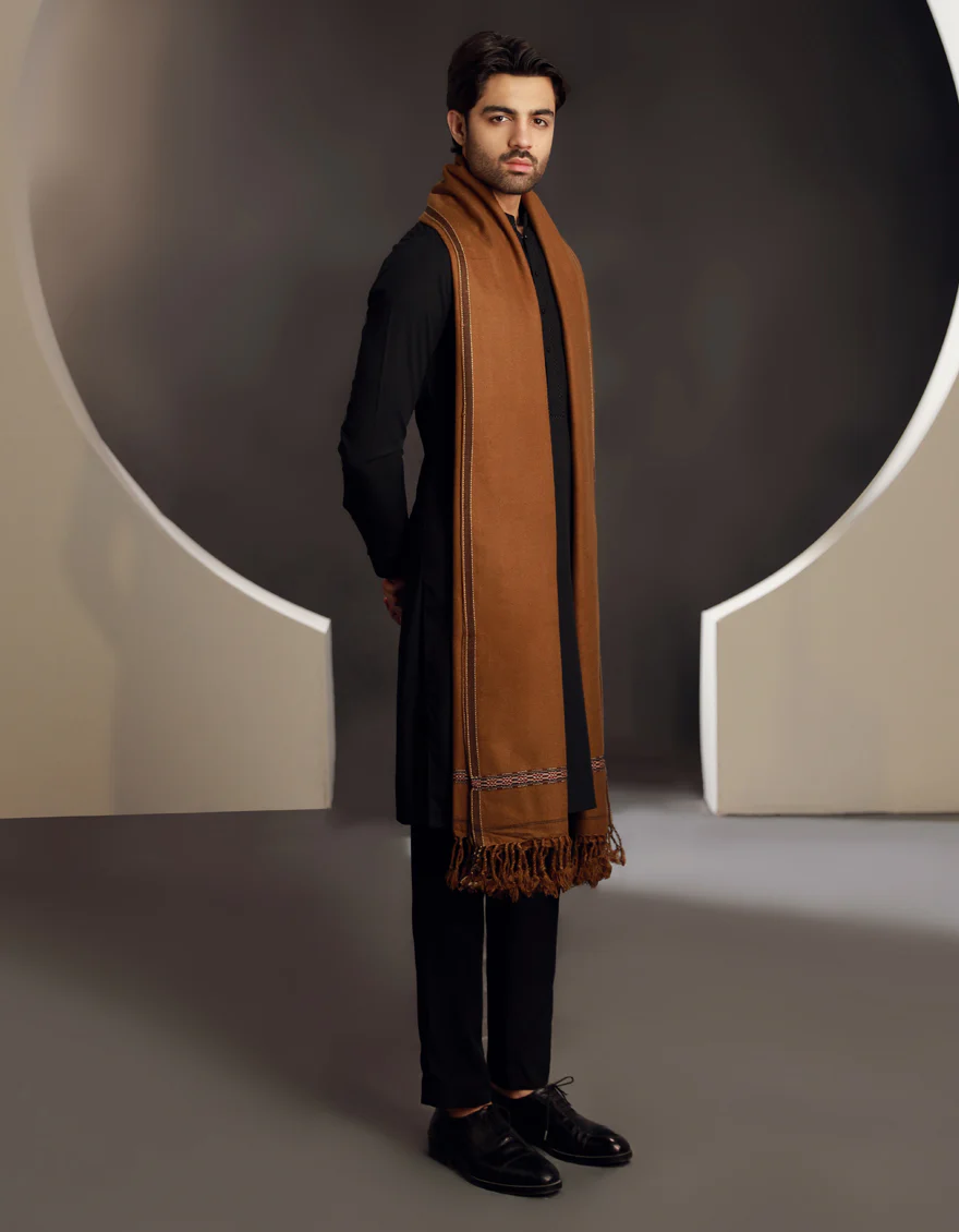 BROWN ACRYLIC SHAWL | JJID-SHAWL-9790/S24/JJ9790/D - Image 5