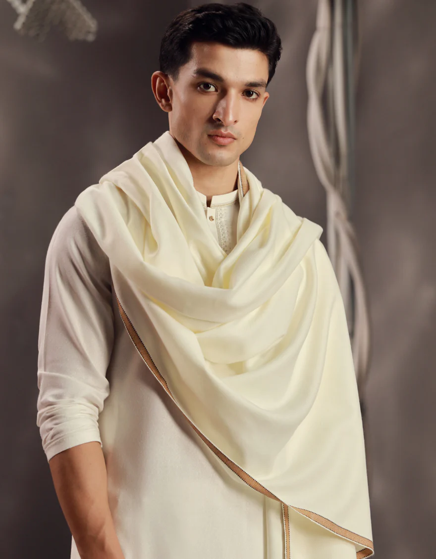 WHITE ACRYLIC SHAWL | JJID-SHAWL-9790/S24/JJ9790/I - Image 2