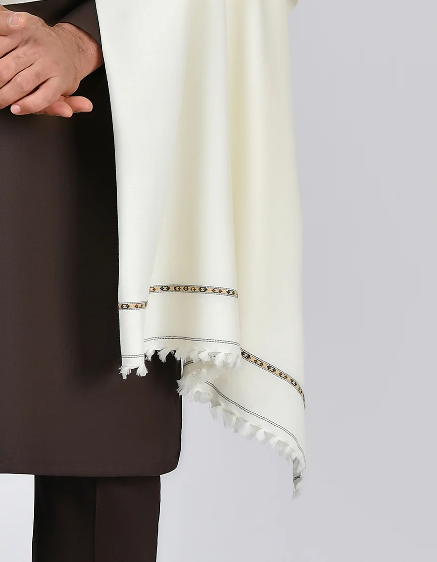 OFF WHITE ACRYLIC SHAWL | JJID-SHAWL-US-9292/S23/JJ-9292A - Image 2