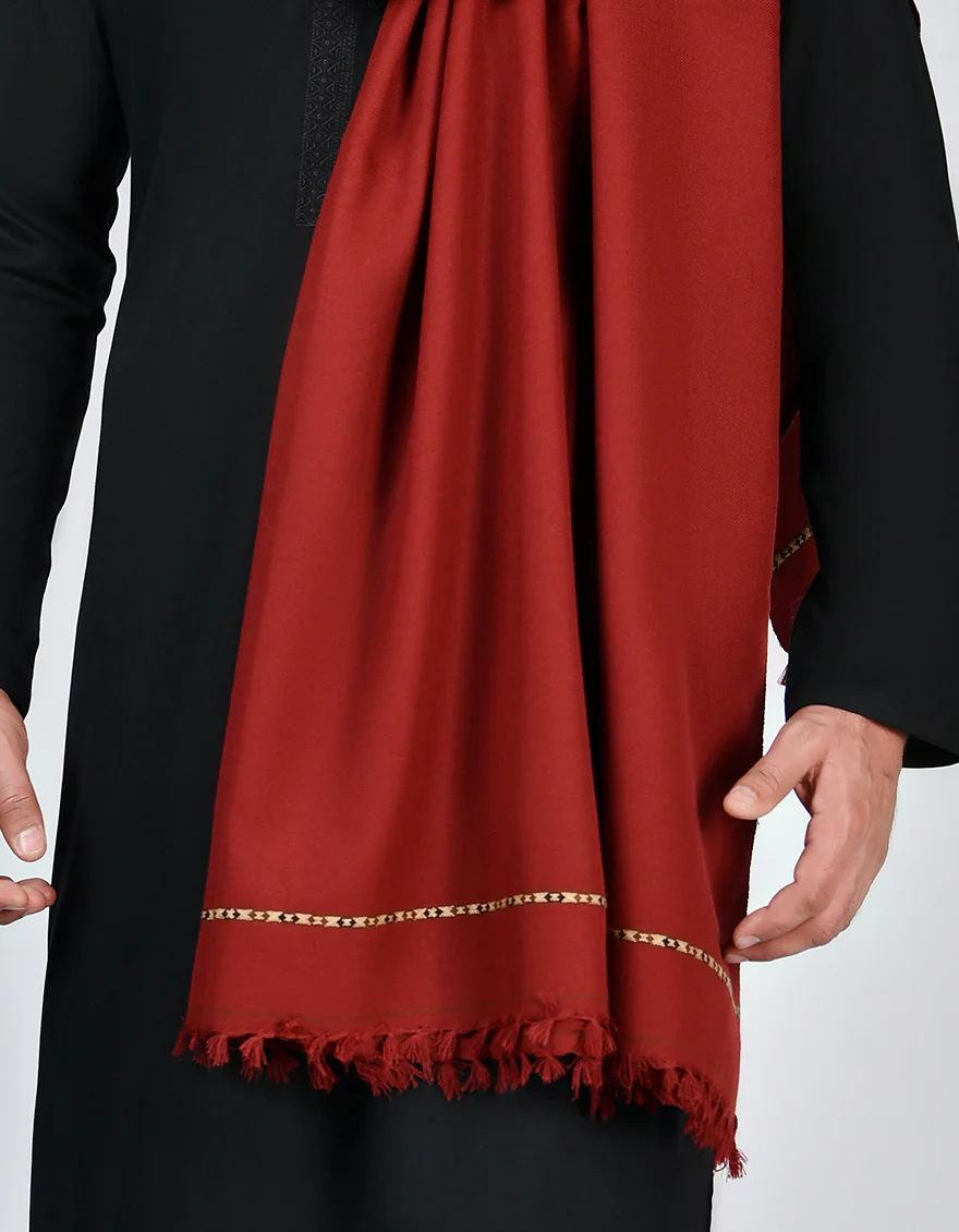 MAROON ACRYLIC SHAWL | JJID-SHAWL-US-9292/S23/JJ-9292C - Image 2