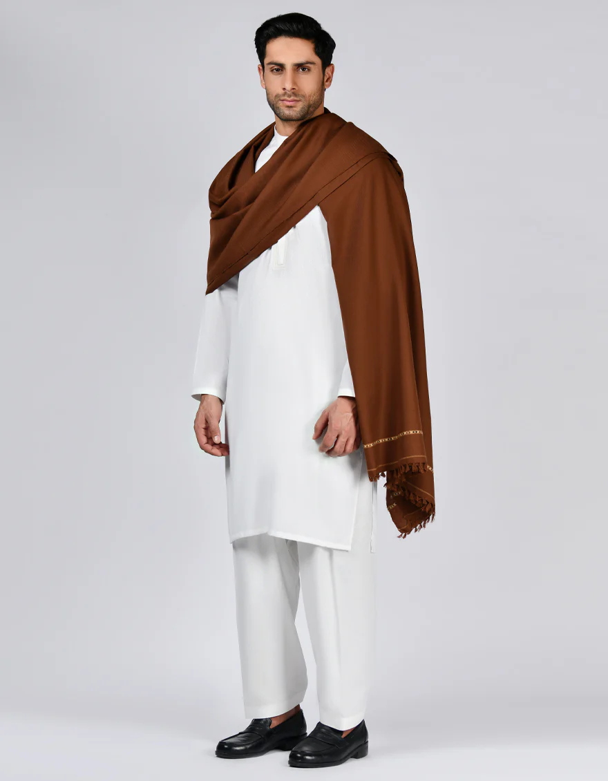 BROWN ACRYLIC SHAWL | JJID-SHAWL-US-9292/S23/JJ-9292D - Image 3