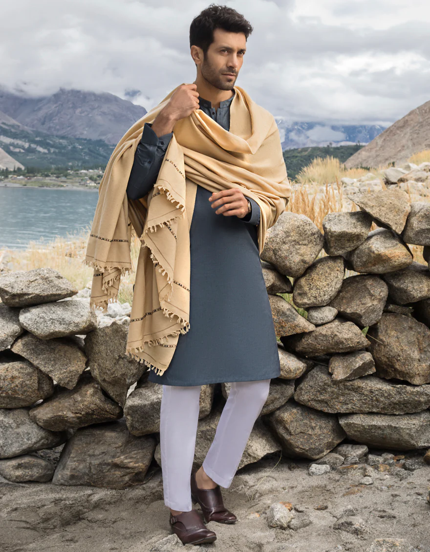 BEIGE SHAWL | JJID-SHW-US-21-0003 FB/DUSSA SHAWL-BEIGE - Image 2