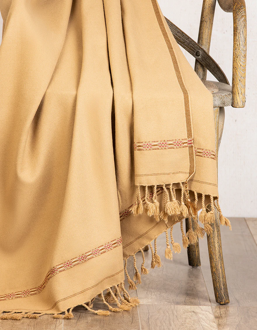 CAMEL WOOLEN SHAWL | JJID-SHW-US-21-0003 FB/DUSSA SHAWL - CAMEL - Image 2