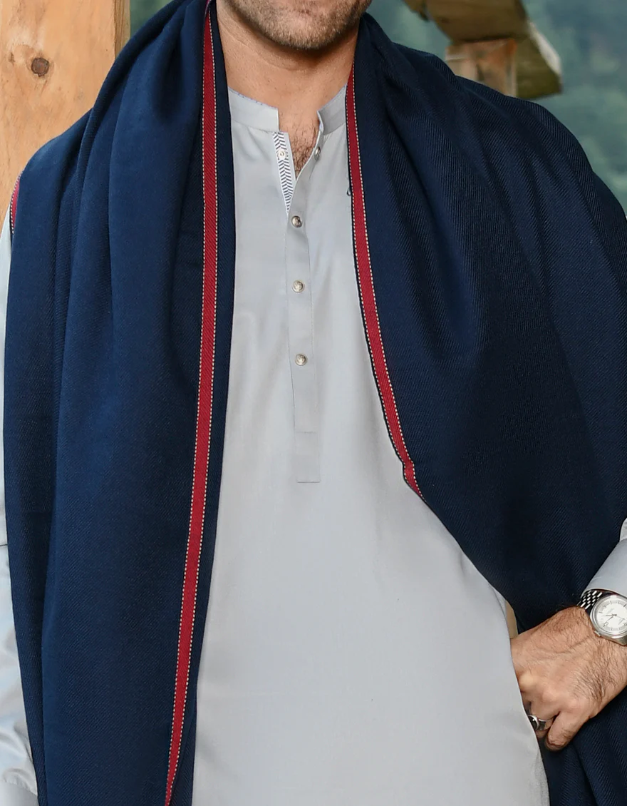 NAVY BLUE WOOLEN SHAWL | JJID-SHW-US-21-0003 FB/DUSSA SHAWL - NAVY BLUE - Image 3