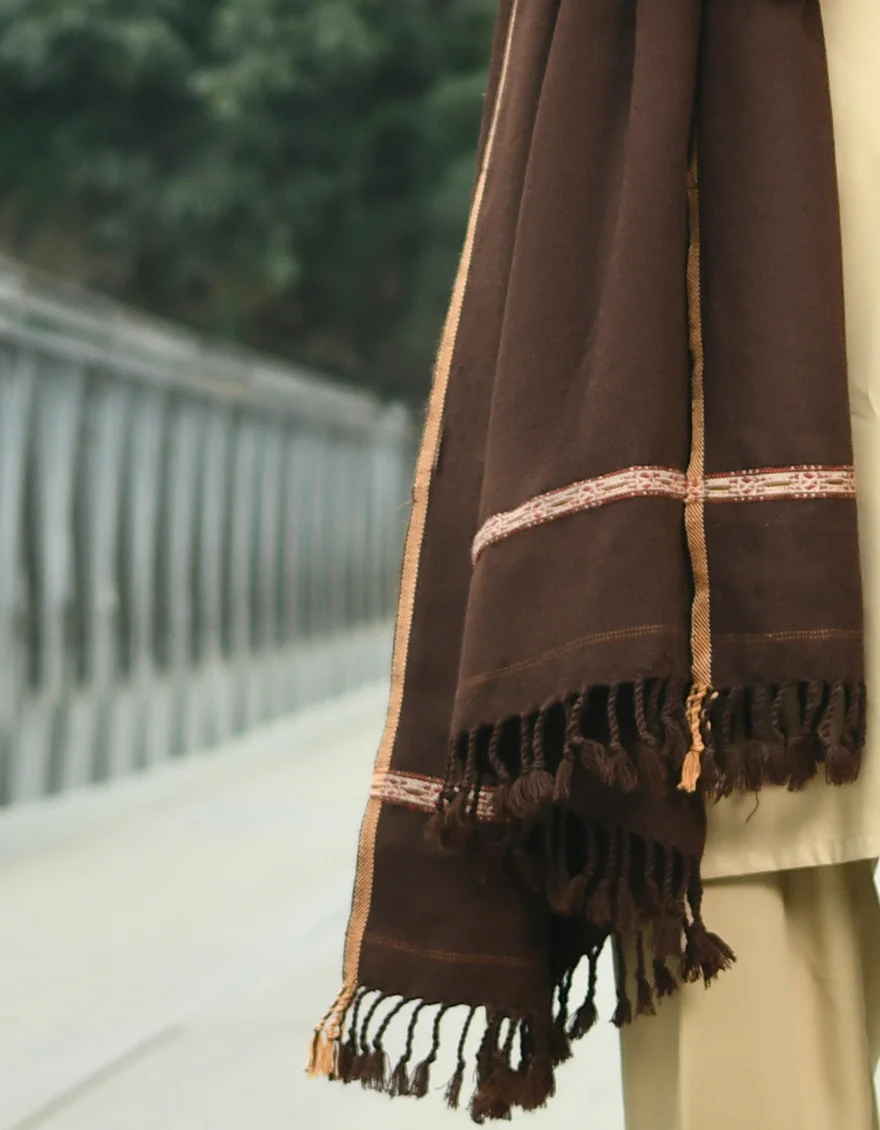 DARK BROWN SHAWL | JJID-SHW-US-22-0004 FB/DUSSA SHAWL-DARK BROWN - Image 3