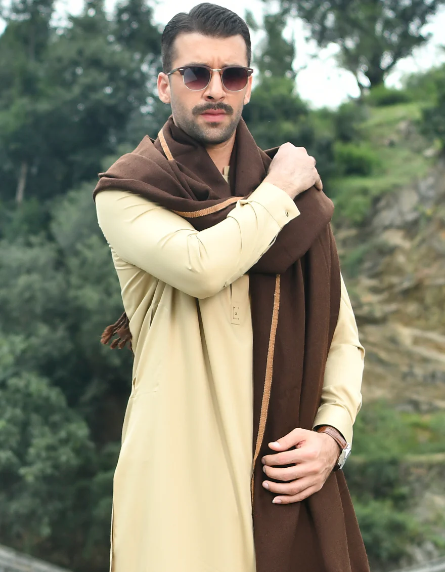 DARK BROWN SHAWL | JJID-SHW-US-22-0004 FB/DUSSA SHAWL-DARK BROWN - Image 4