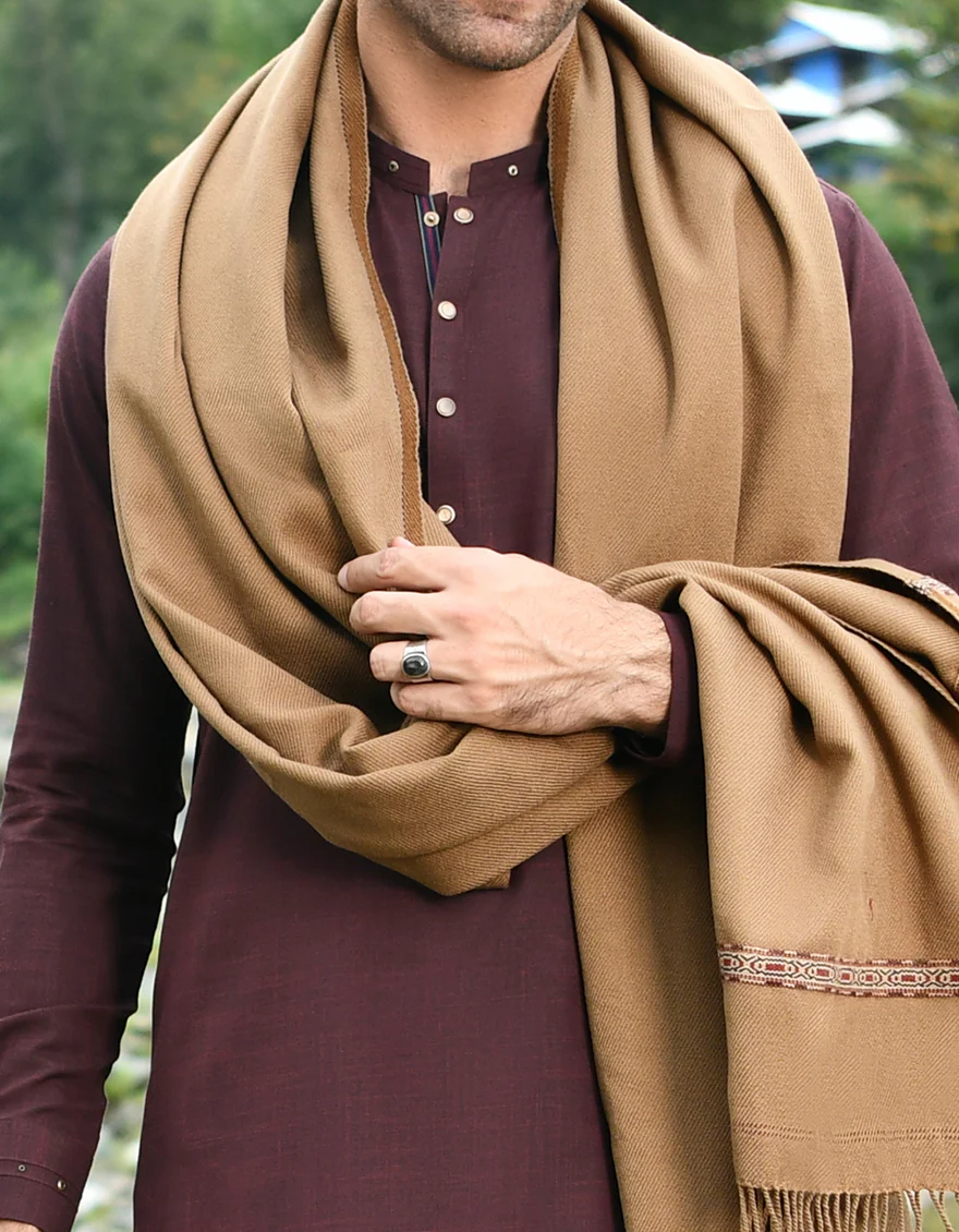 LIGHT BROWN SHAWL | JJID-SHW-US-22-0004 FB/DUSSA SHAWL-LIGHT BROWN - Image 2