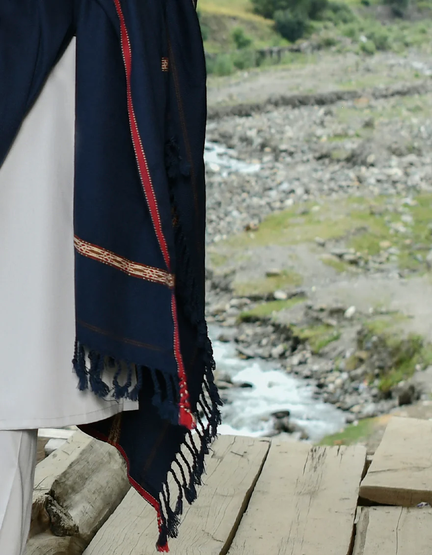 NAVY BLUE SHAWL | JJID-SHW-US-22-0004 FB/DUSSA SHAWL-NAVY BLUE - Image 3