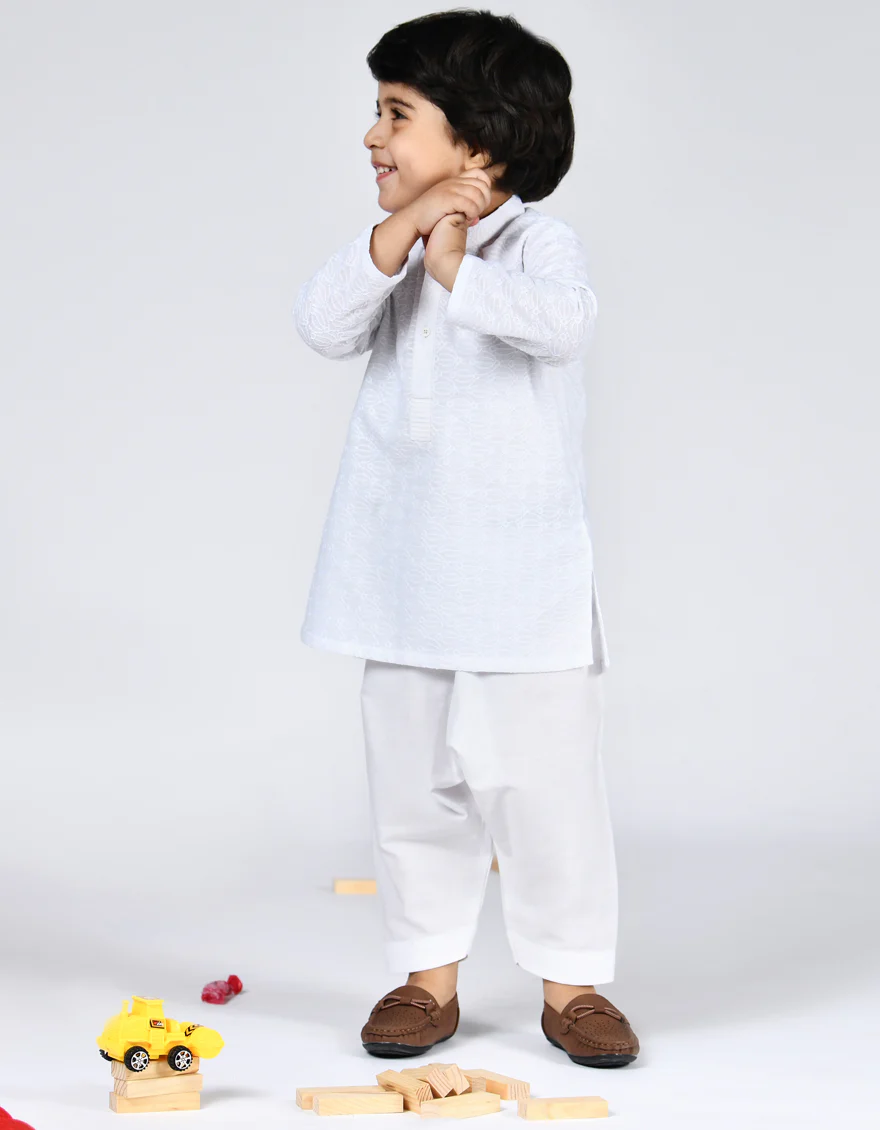 WHITE BLENDED KAMEEZ SHALWAR | JJIKP-US-43146/A22/JJ8082-CL - Image 2