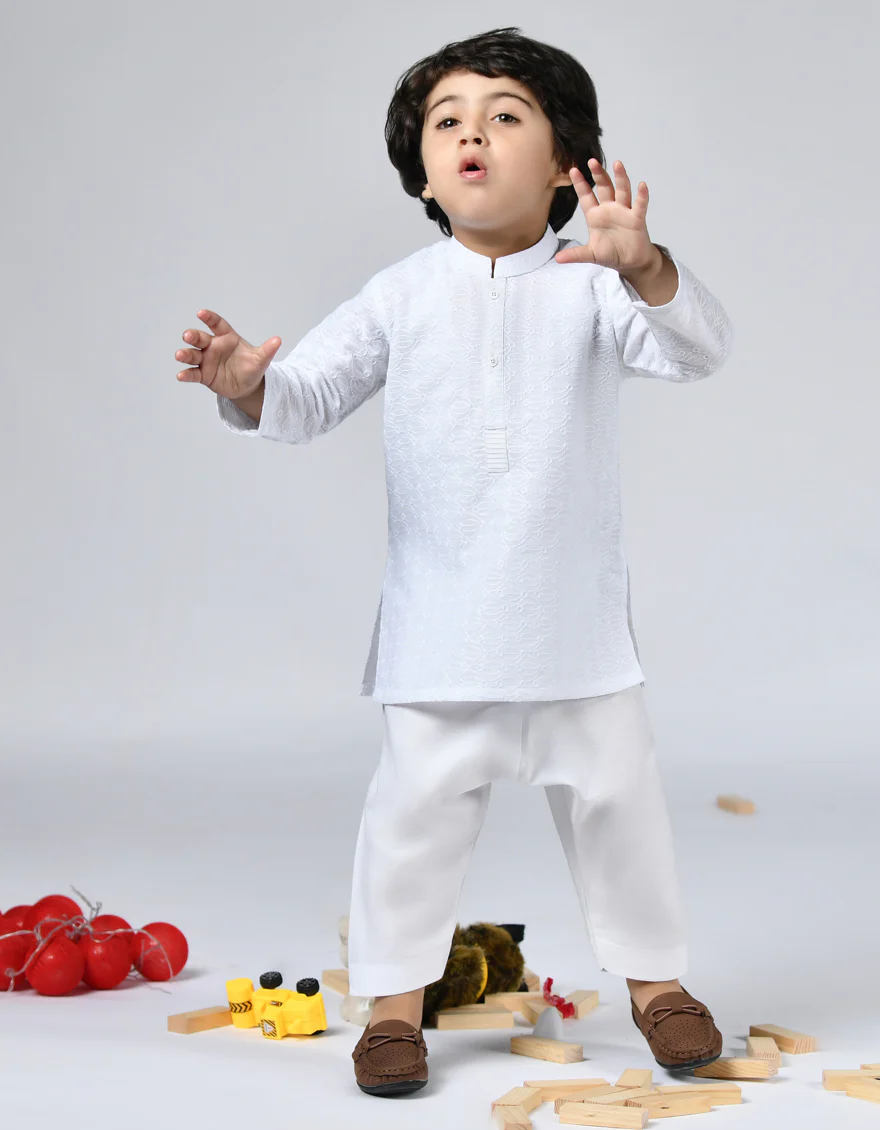WHITE BLENDED KAMEEZ SHALWAR | JJIKP-US-43146/A22/JJ8082-CL - Image 3